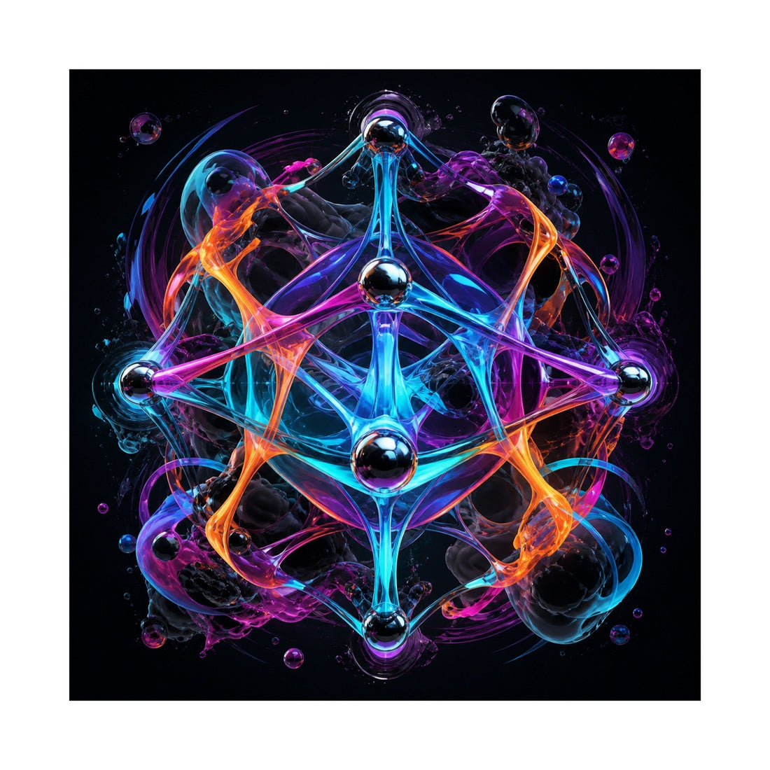 Luminous Topology art print showing layered paths and bright forms that suggest optical movement