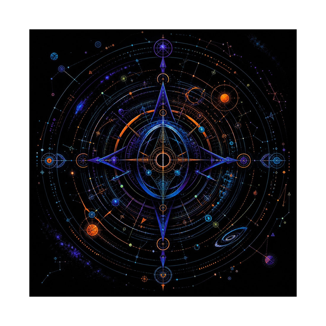 Spectral Cartography art print showing original orbital geometry and fictional mapping structures