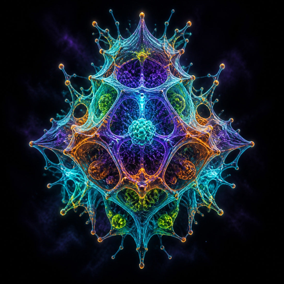 Molecular Mirage original KOSVYRE fractal biology artwork with recursive luminous structures