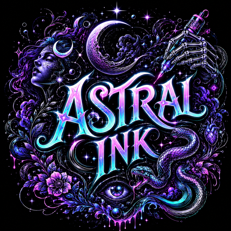 KOSVYRE Astral Ink art with celestial linework and electric detail