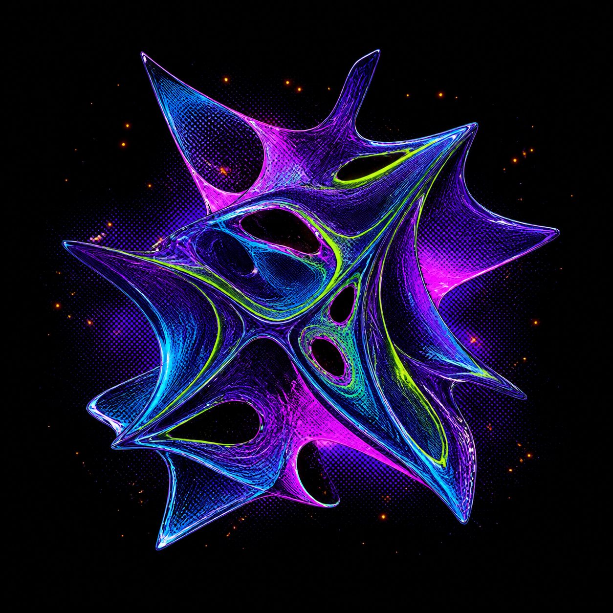 KOSVYRE blacklight-inspired art with ultraviolet color and luminous forms