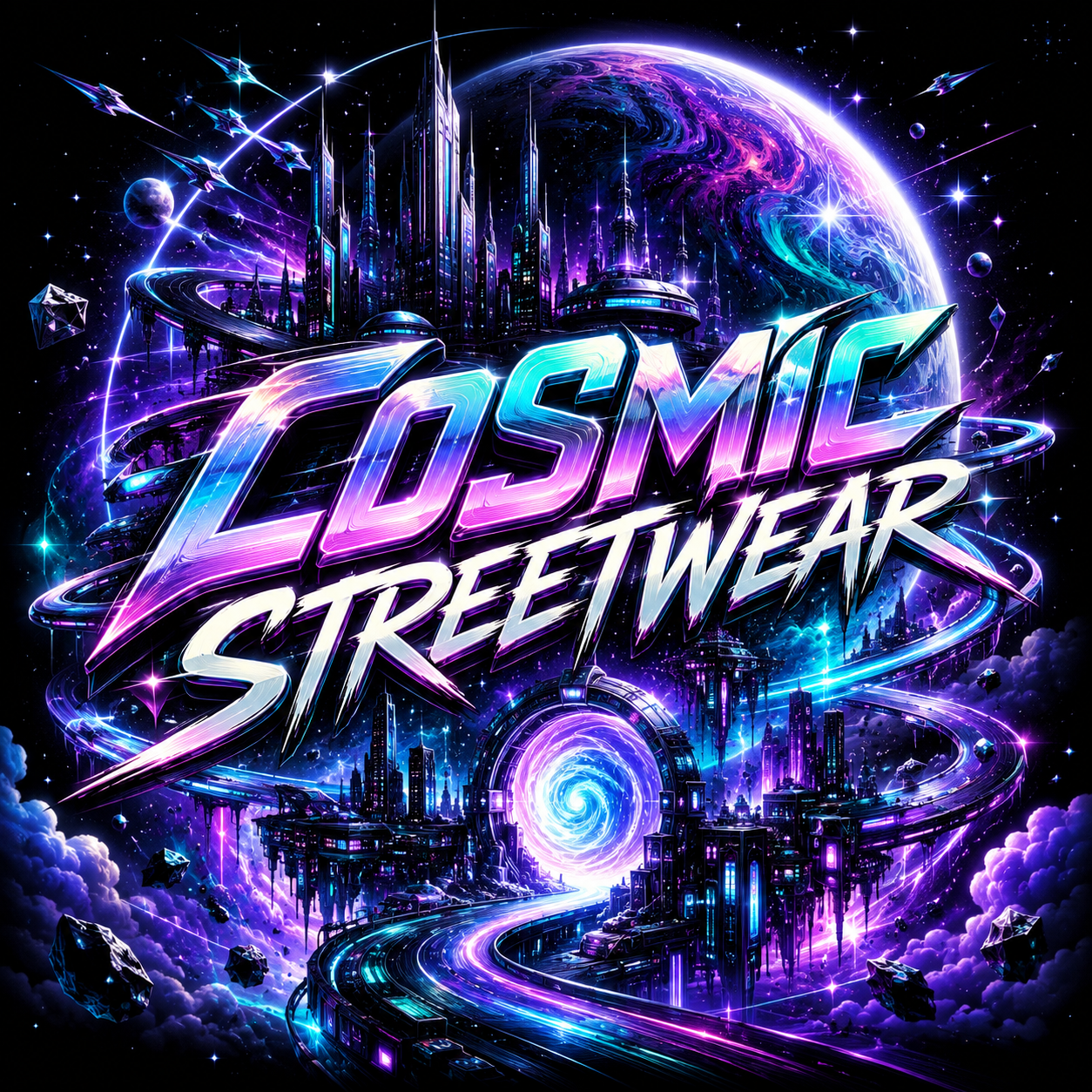 KOSVYRE cosmic art and streetwear with otherworldly color