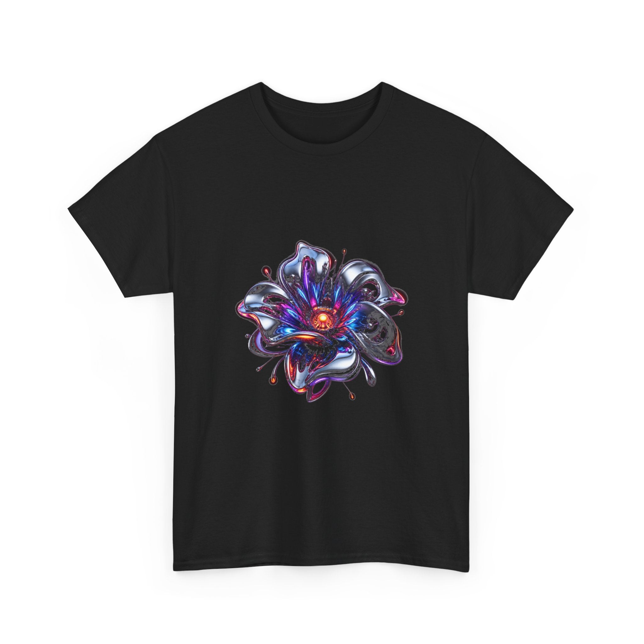 Chrome Bloom Organism KOSVYRE graphic tee product mockup, detail view