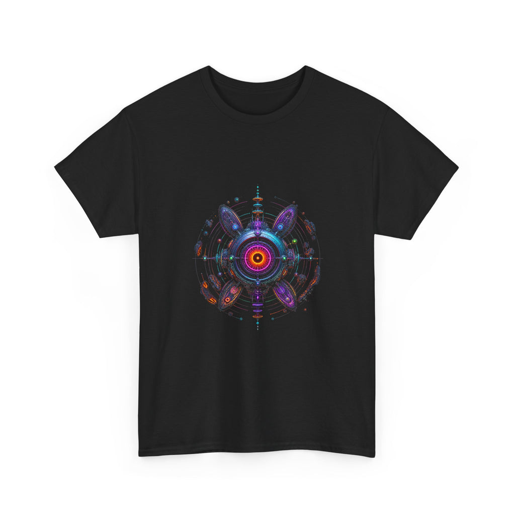Deep Space Dialtone KOSVYRE graphic tee product mockup, alternate front view