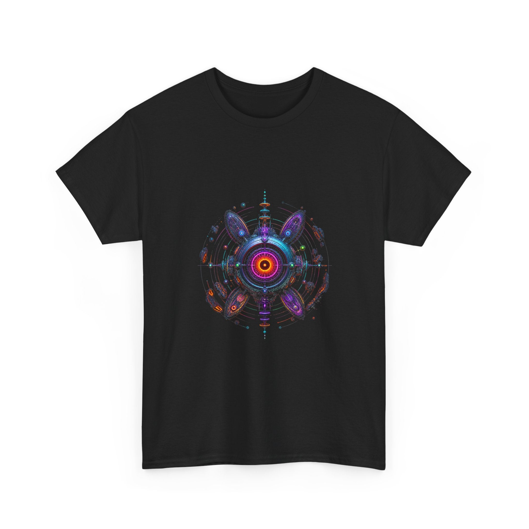 Deep Space Dialtone KOSVYRE graphic tee product mockup, alternate front view