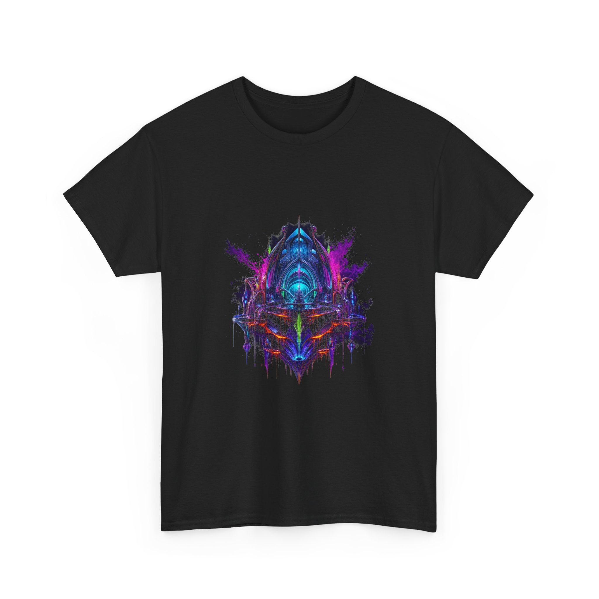 Prismatic Reliquary KOSVYRE graphic tee product mockup, detail view