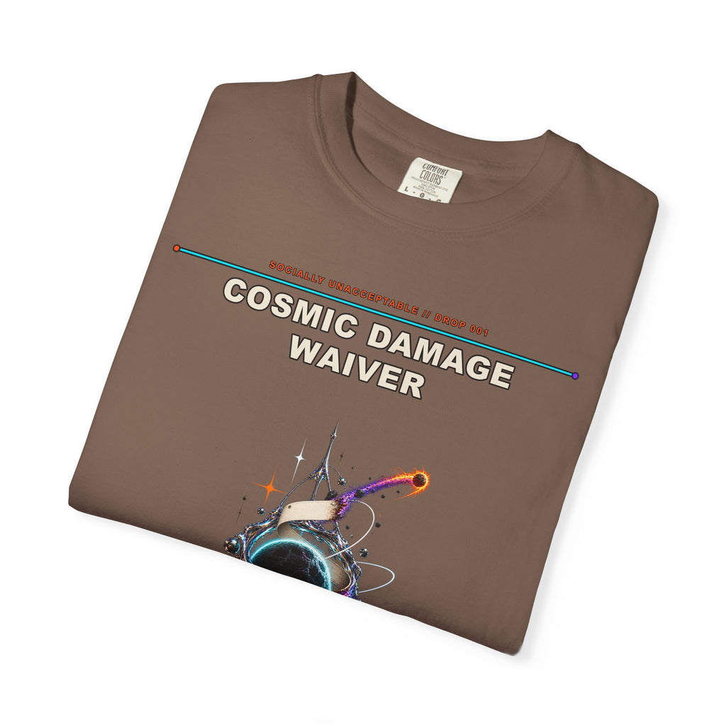 Cosmic Damage Waiver graphic tee by KOSVYRE in Espresso, other product view 1