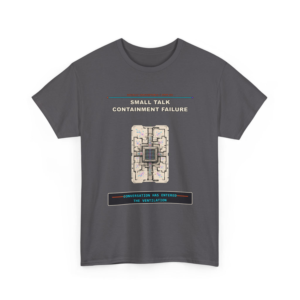 Small Talk Containment Failure graphic tee by KOSVYRE in Charcoal, other product view 1