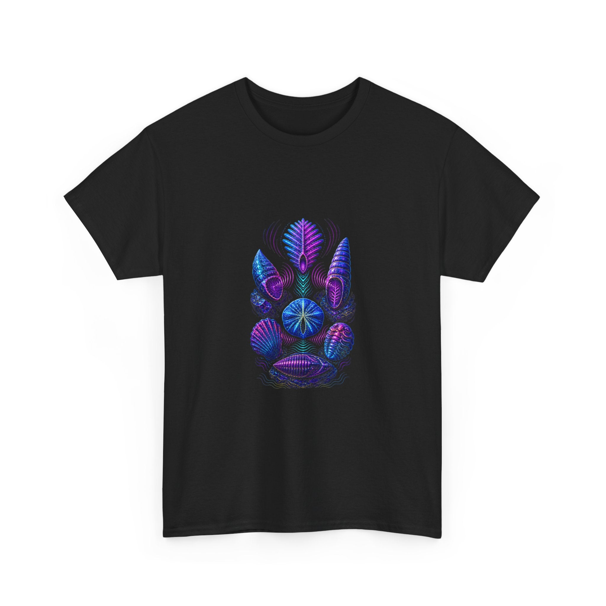 Ultraviolet Fossil Choir KOSVYRE graphic tee product mockup, alternate front view