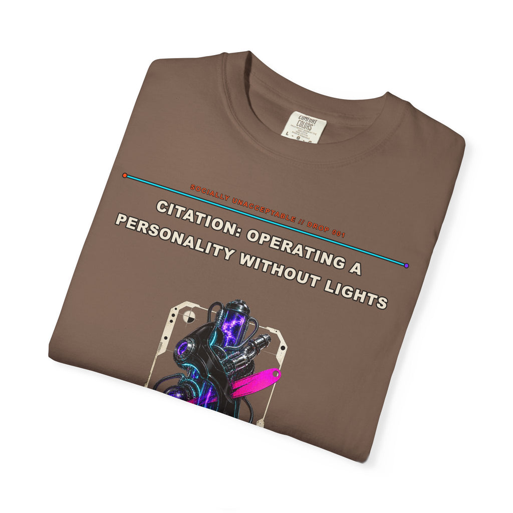 Citation: Operating a Personality Without Lights graphic tee by KOSVYRE in Espresso, other product view 1