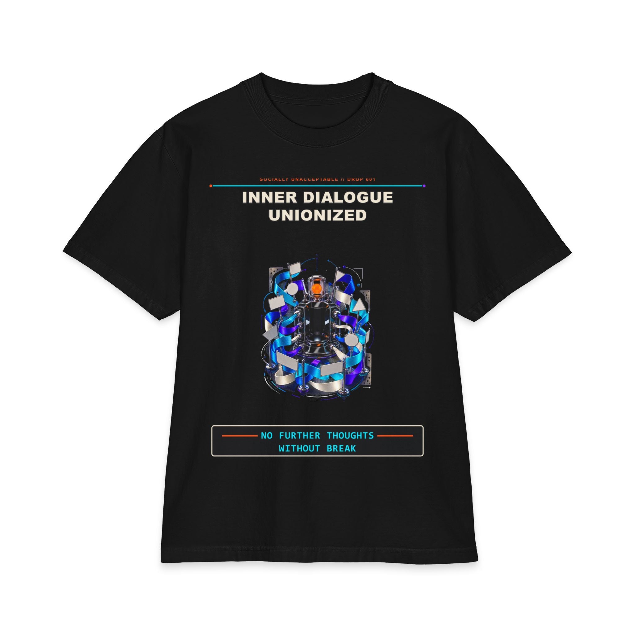 Inner Dialogue Unionized graphic tee by KOSVYRE in Black, front artwork view