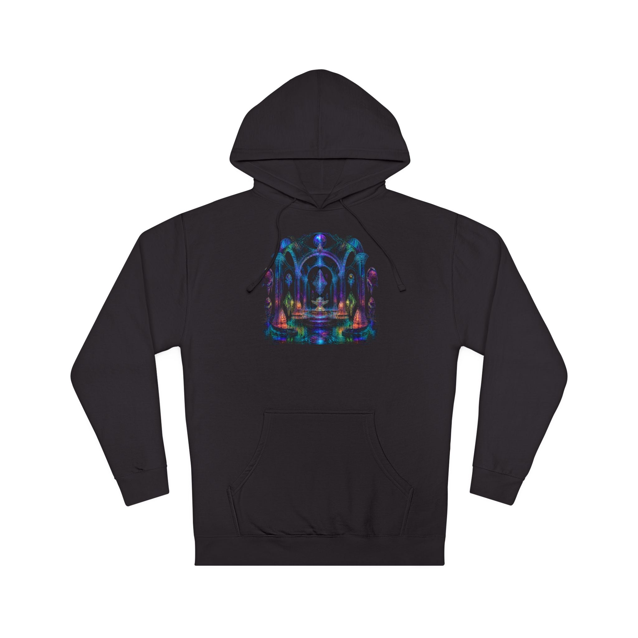 Holographic Tidal Crypt KOSVYRE hoodie product mockup, front view
