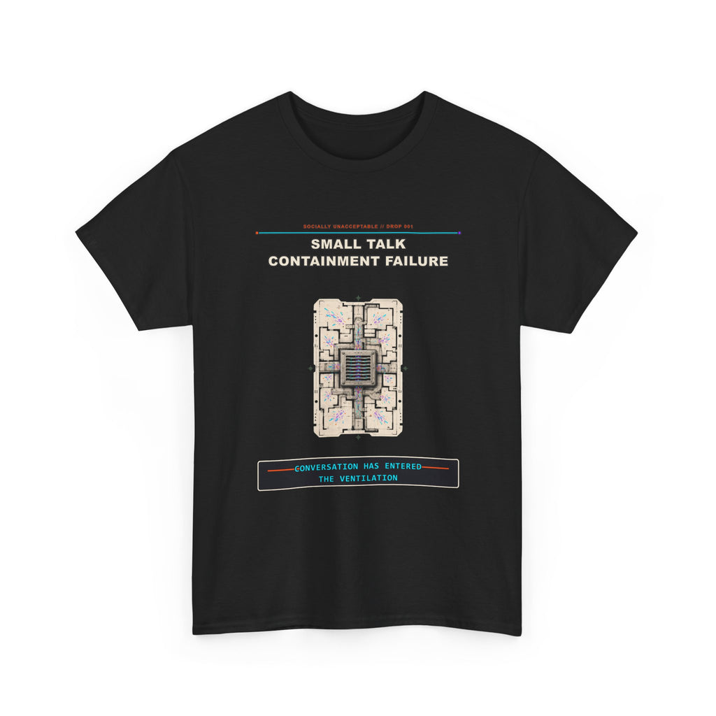 Small Talk Containment Failure graphic tee by KOSVYRE in Black, other product view 1