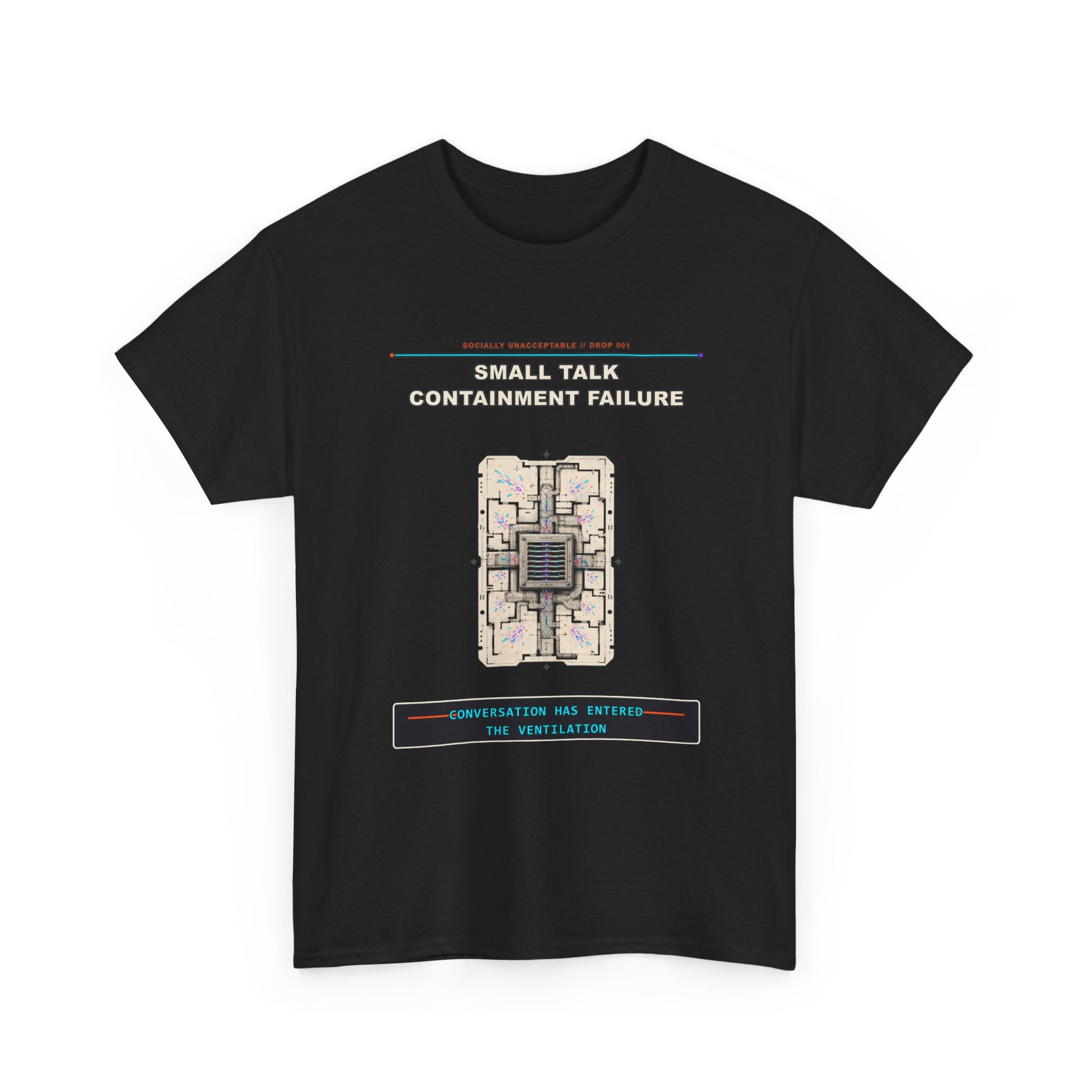 Small Talk Containment Failure graphic tee by KOSVYRE in Black, other product view 1