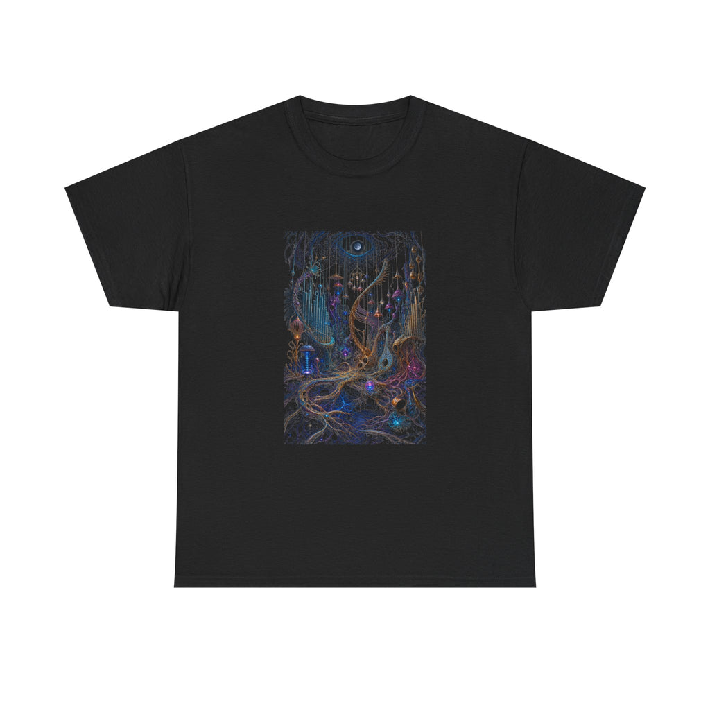 Lunar Root Orchestra KOSVYRE graphic tee product mockup, front view