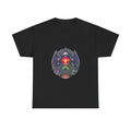 Synthetic Sunset Machine KOSVYRE graphic tee product mockup, front view