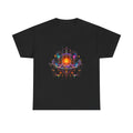Saffron Void Observatory KOSVYRE graphic tee product mockup, front view