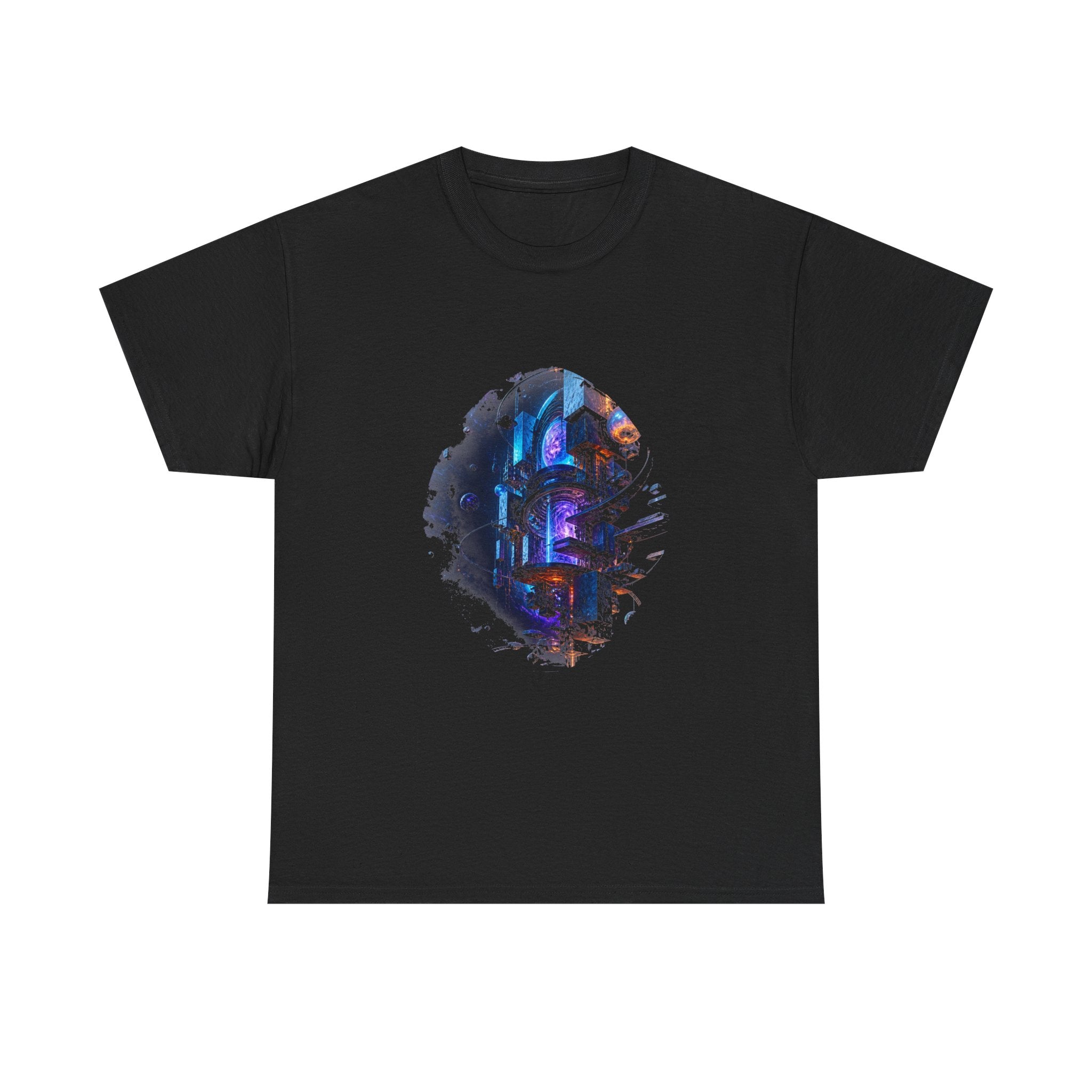 Orbiting Archive Engine KOSVYRE graphic tee product mockup, front view