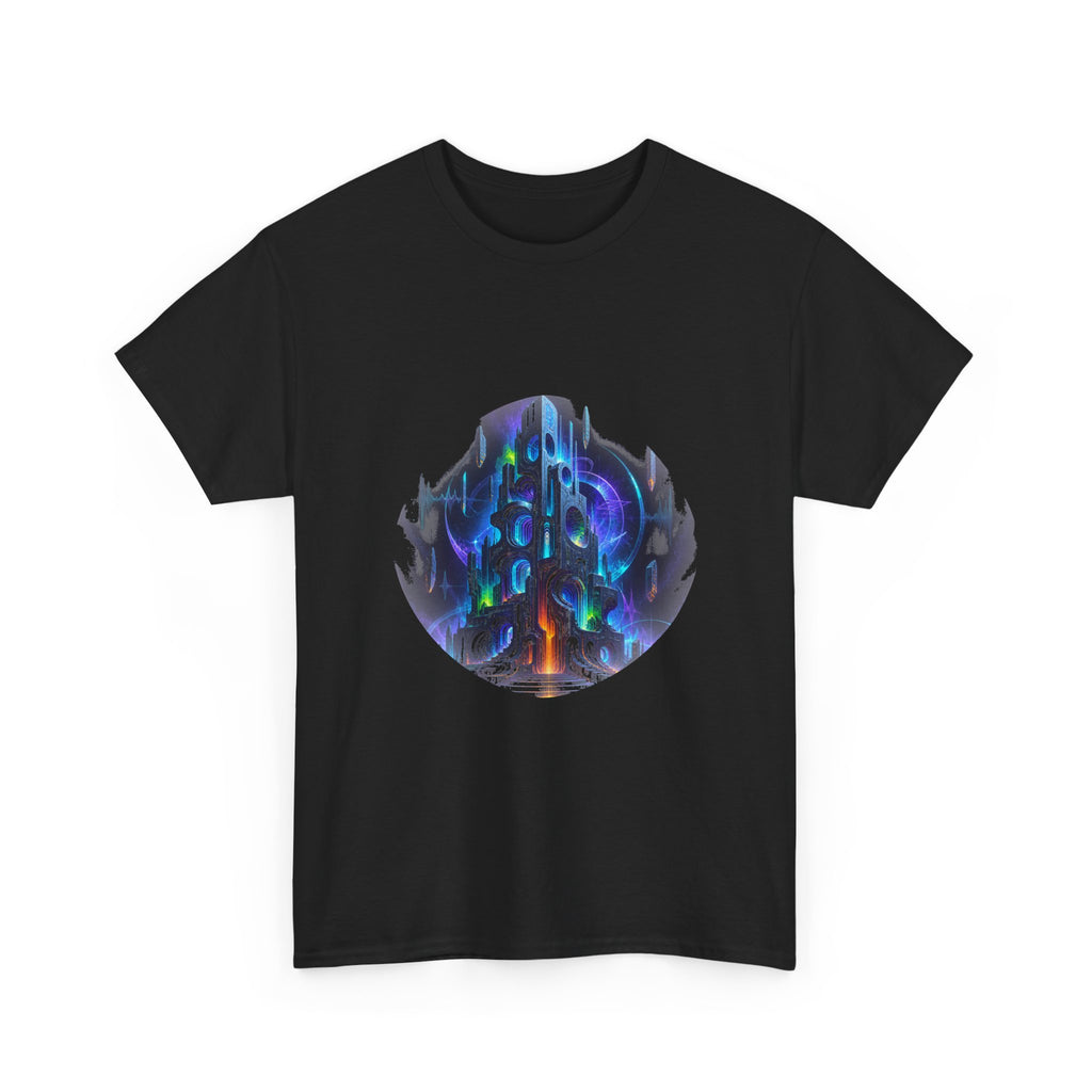 Polyphonic Monolith KOSVYRE graphic tee product mockup, detail view