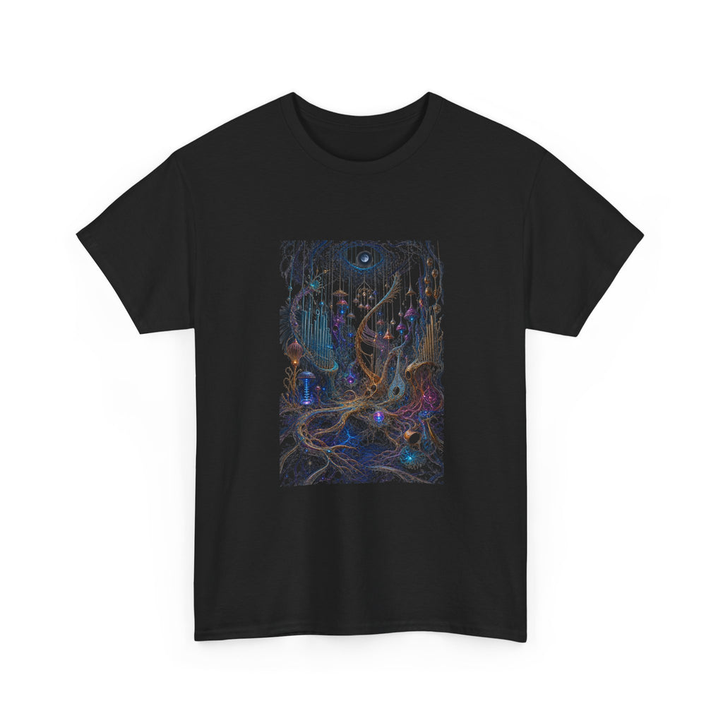 Lunar Root Orchestra KOSVYRE graphic tee product mockup, alternate front view