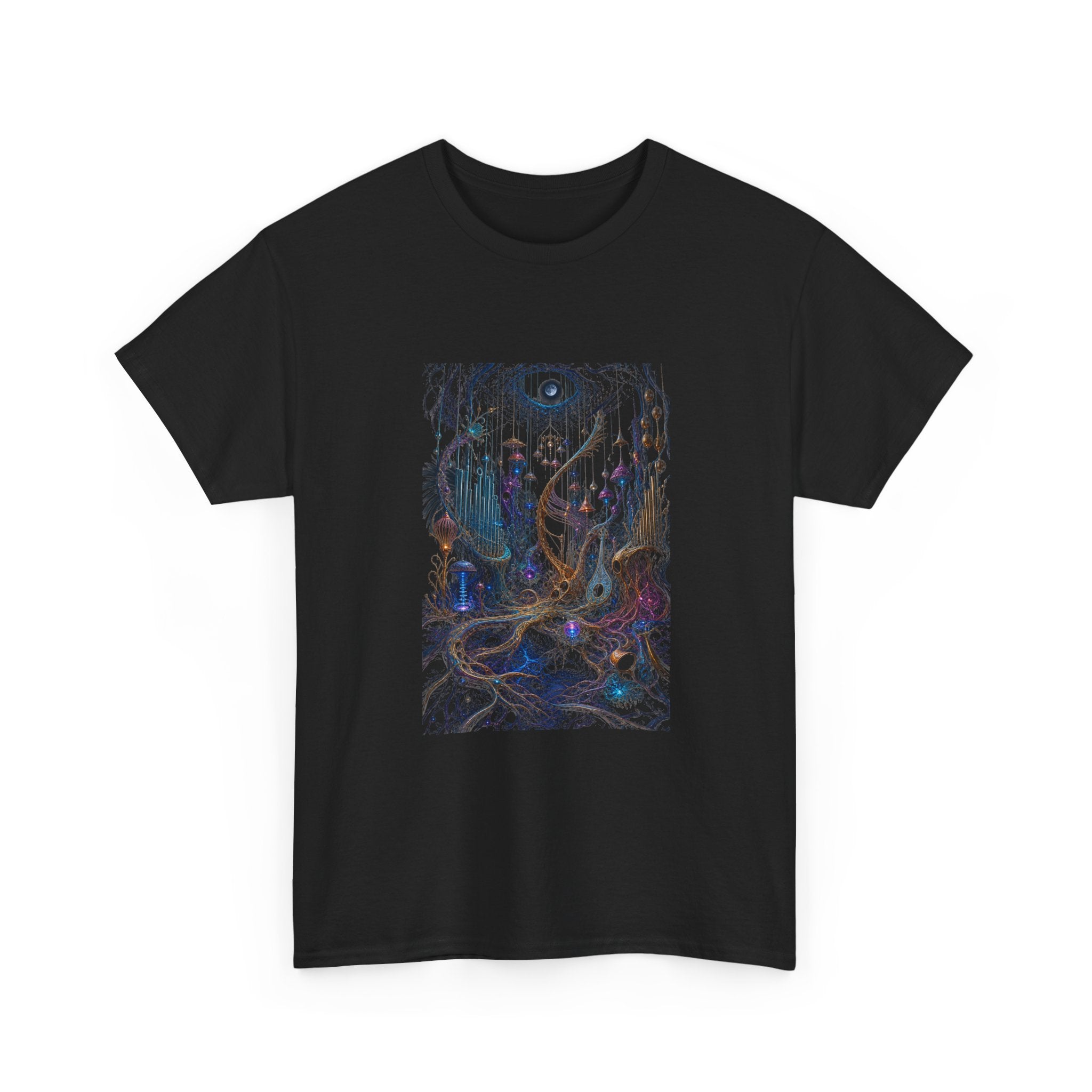 Lunar Root Orchestra KOSVYRE graphic tee product mockup, alternate front view