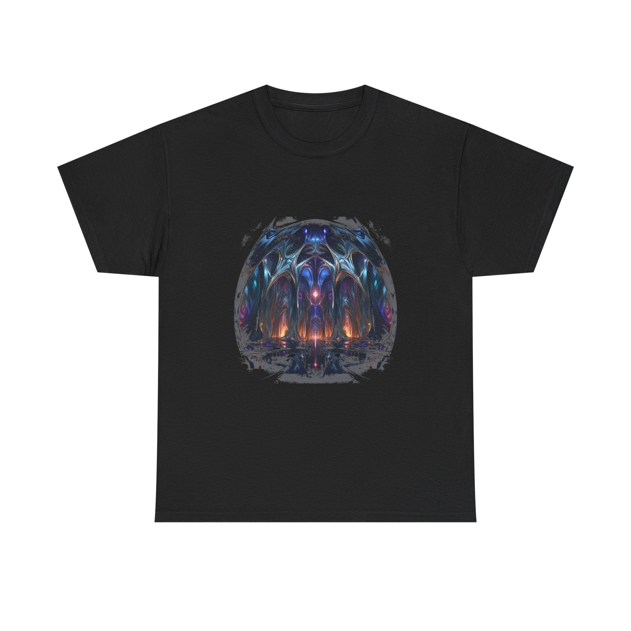 Molten Cathedral KOSVYRE graphic tee product mockup, front view