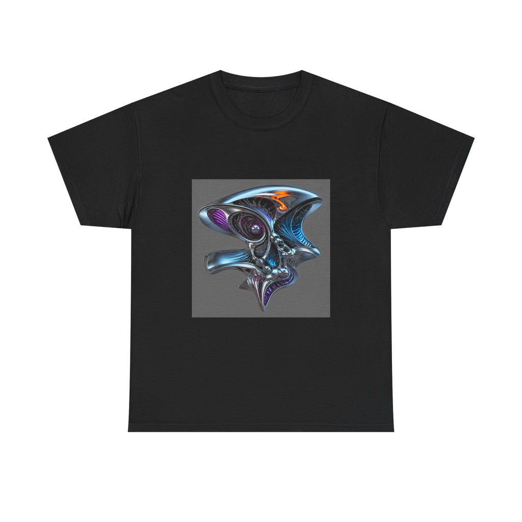 Anatomy of a Mirror KOSVYRE graphic tee product mockup, front view
