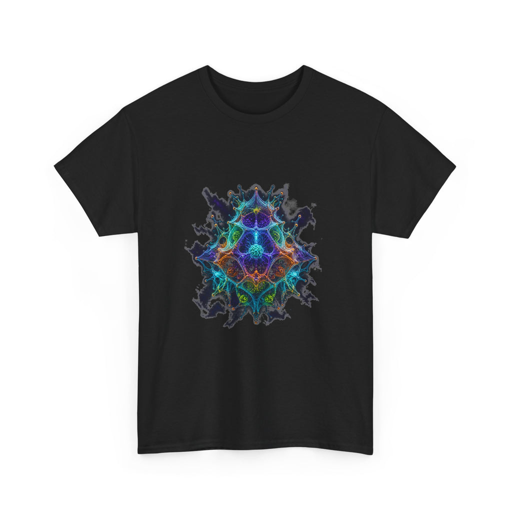 Molecular Mirage KOSVYRE graphic tee product mockup, detail view