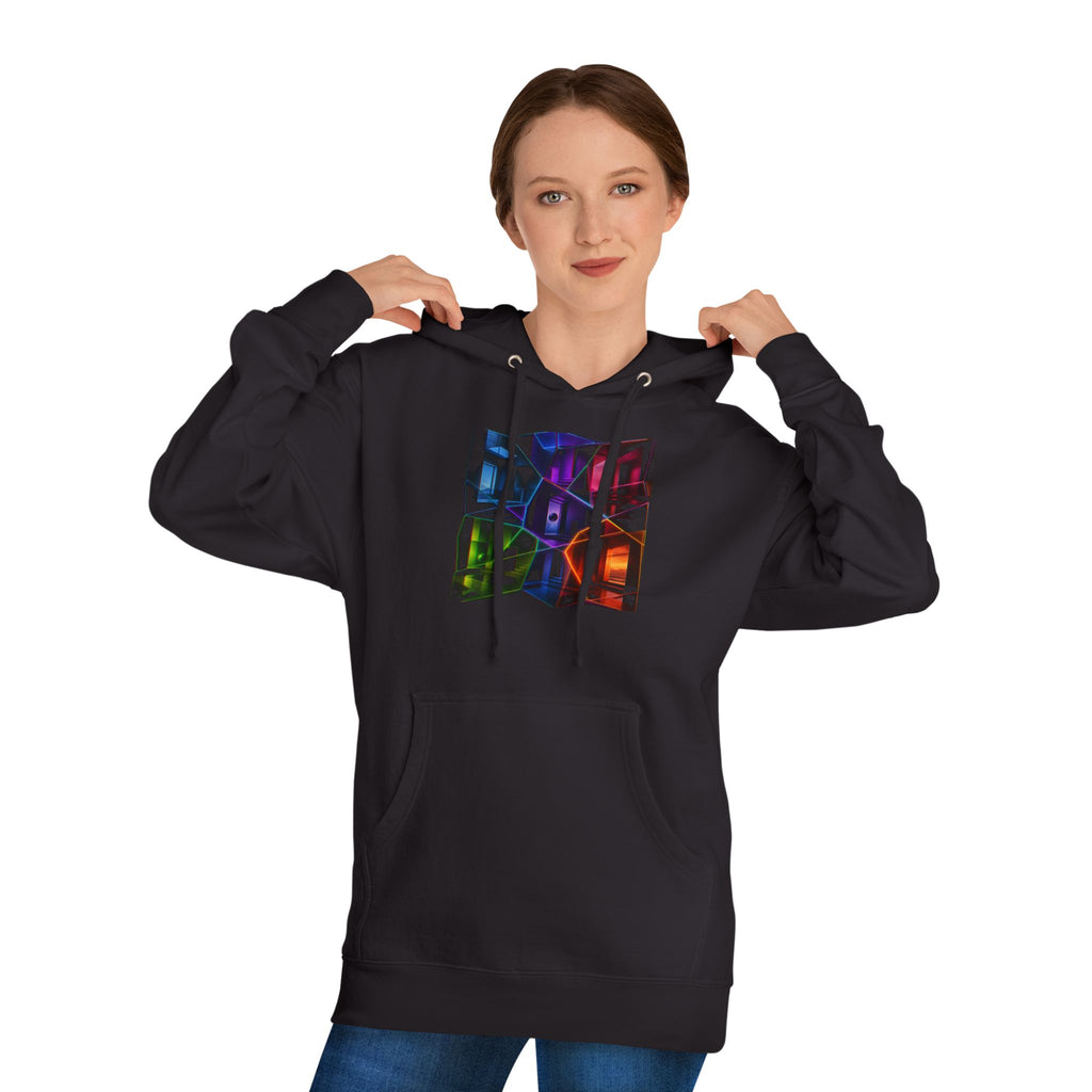 Memory Lattice KOSVYRE hoodie product mockup, detail view