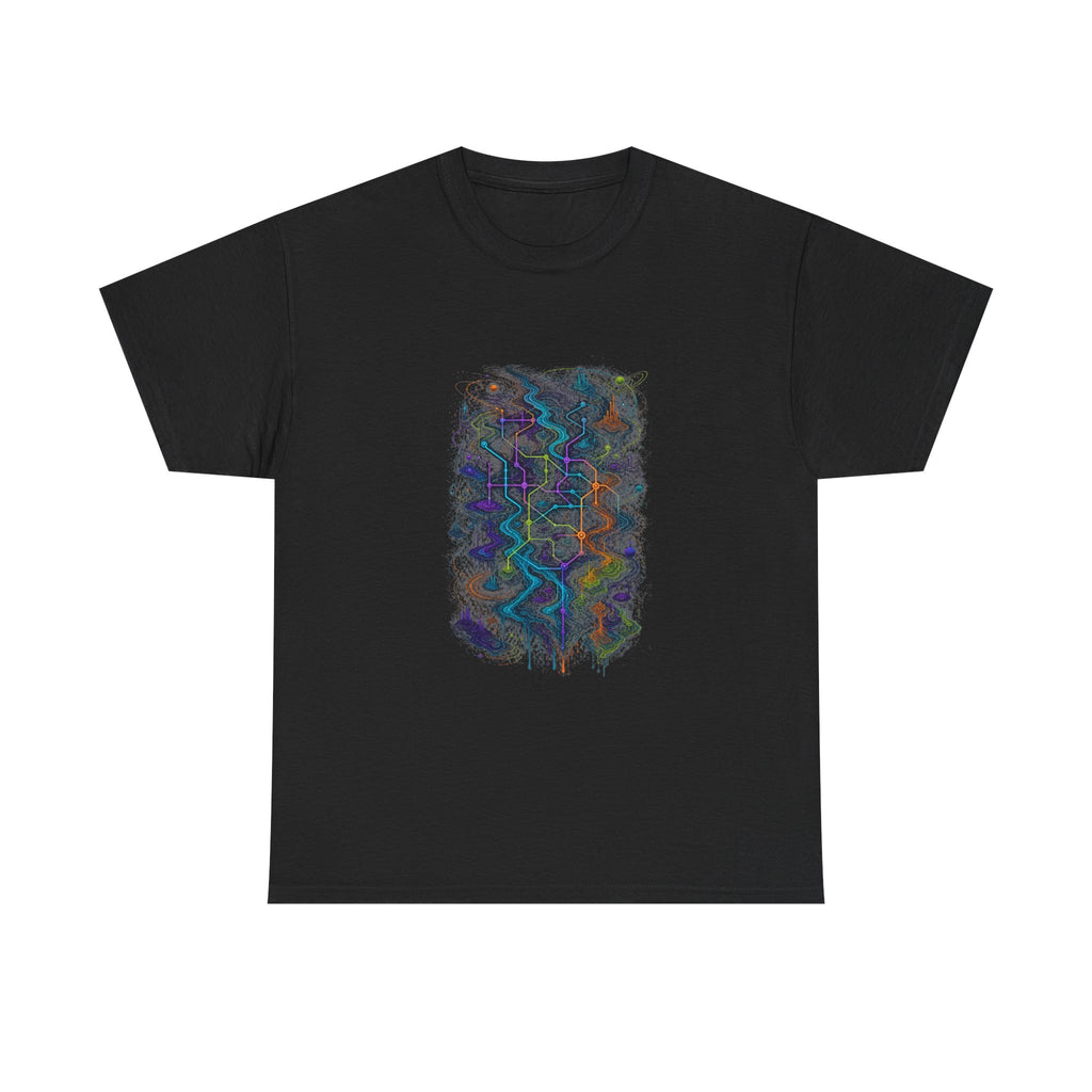Dissolving Transit Map KOSVYRE graphic tee product mockup, front view