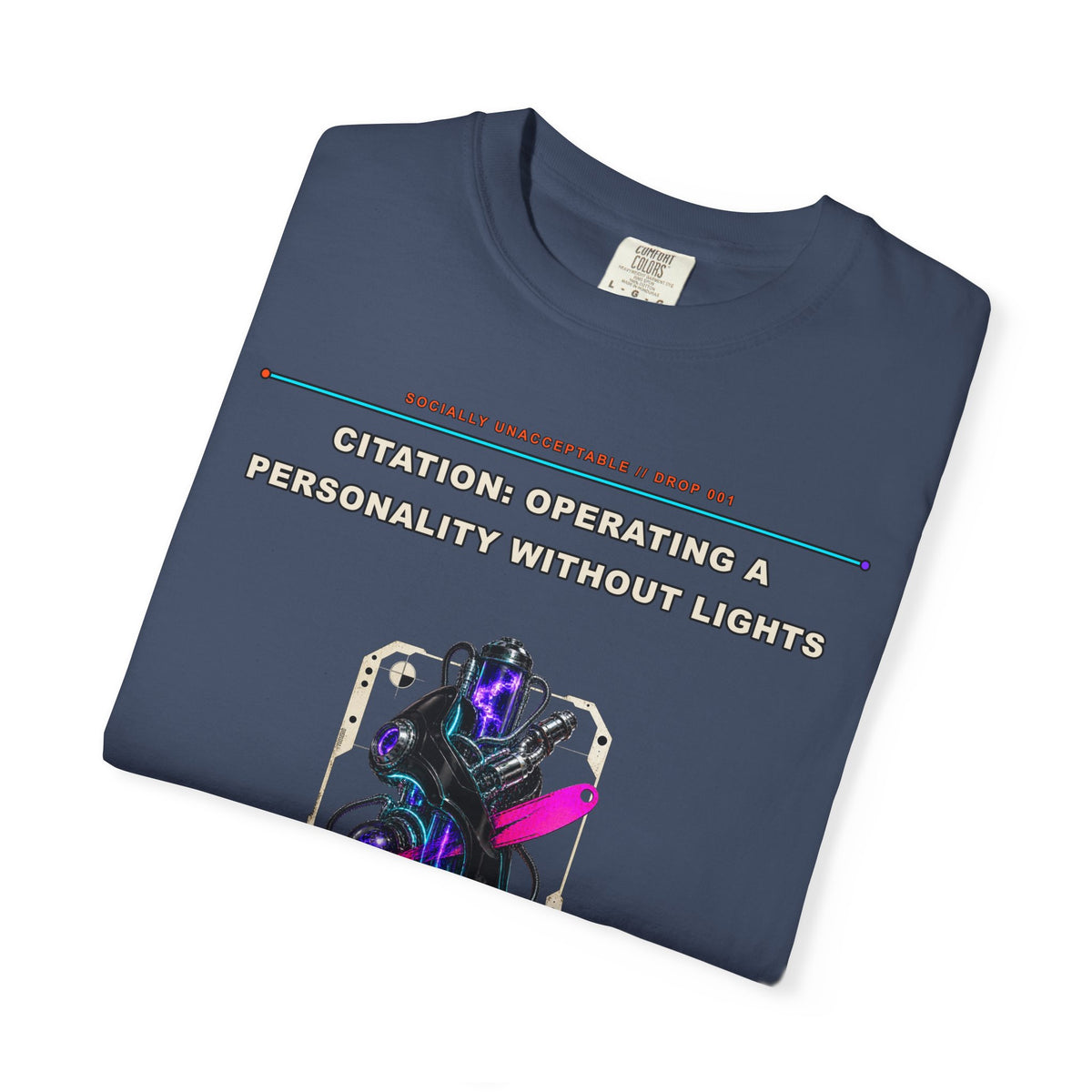 Citation: Operating a Personality Without Lights graphic tee by KOSVYRE in Midnight, other product view 1