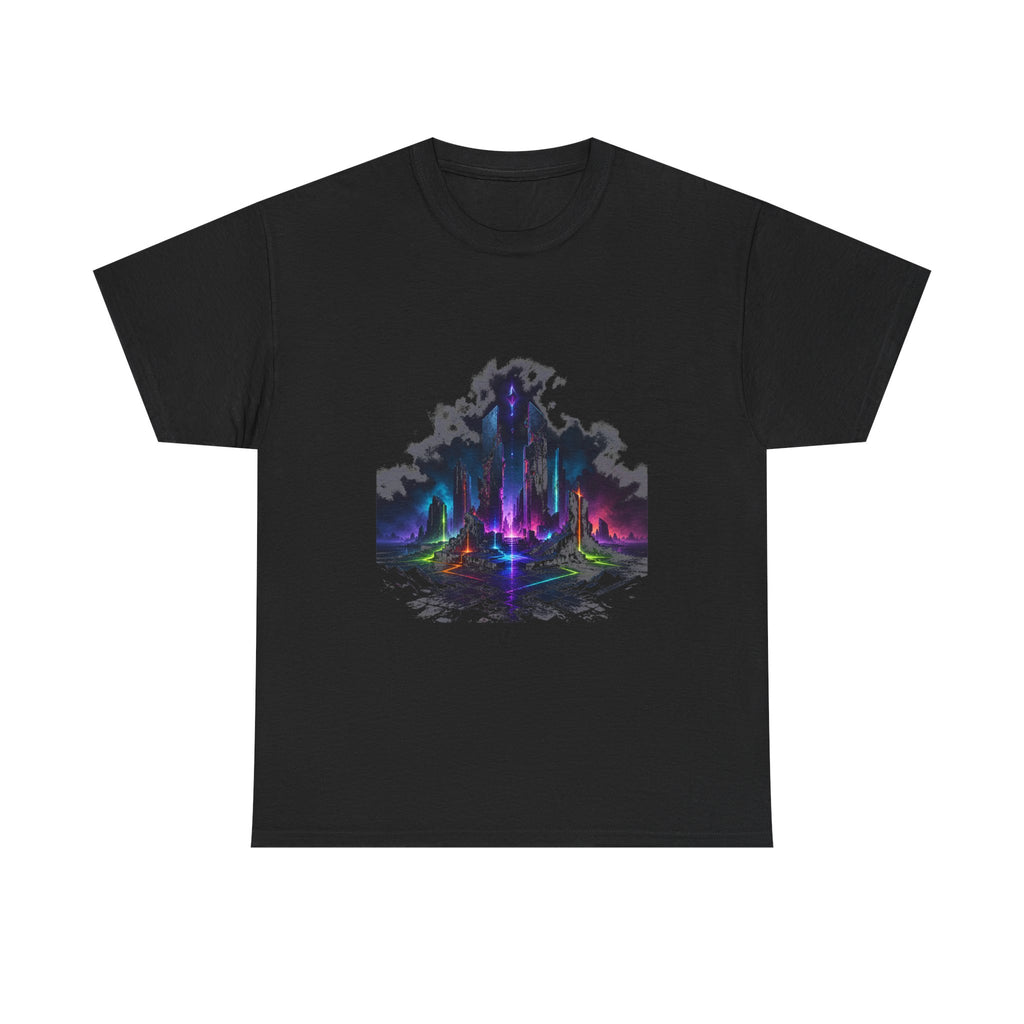 Electric Ruins KOSVYRE graphic tee product mockup, front view