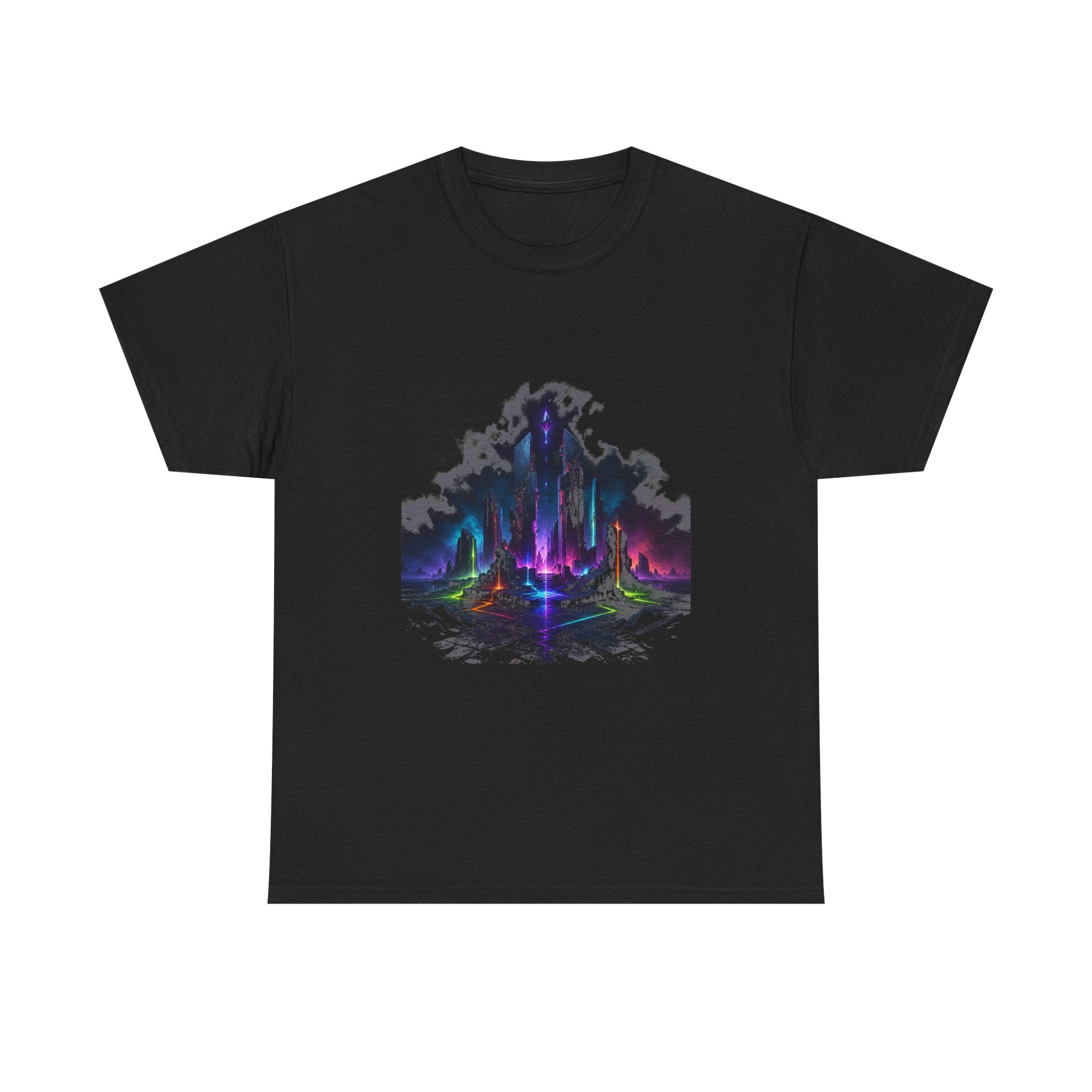 Electric Ruins KOSVYRE graphic tee product mockup, front view