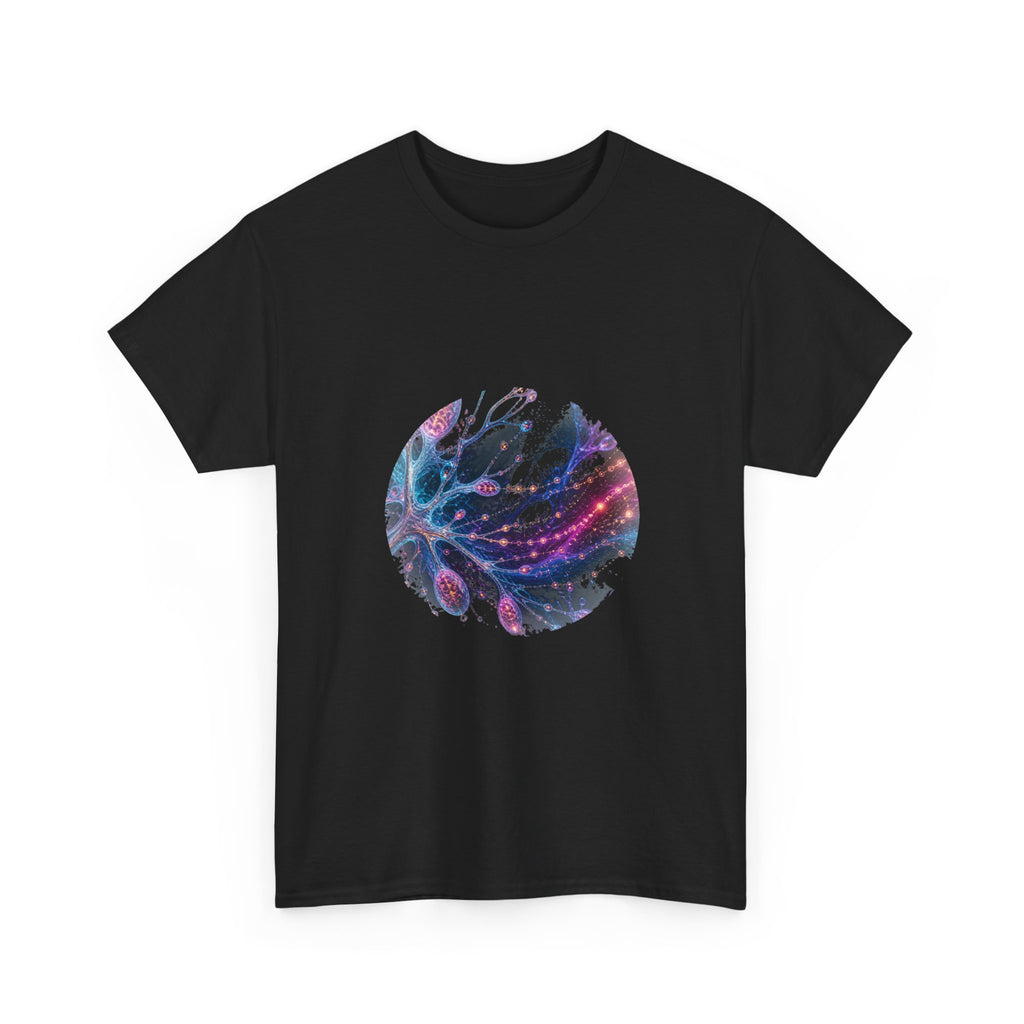 Pollen Signal Relay KOSVYRE graphic tee product mockup, alternate front view