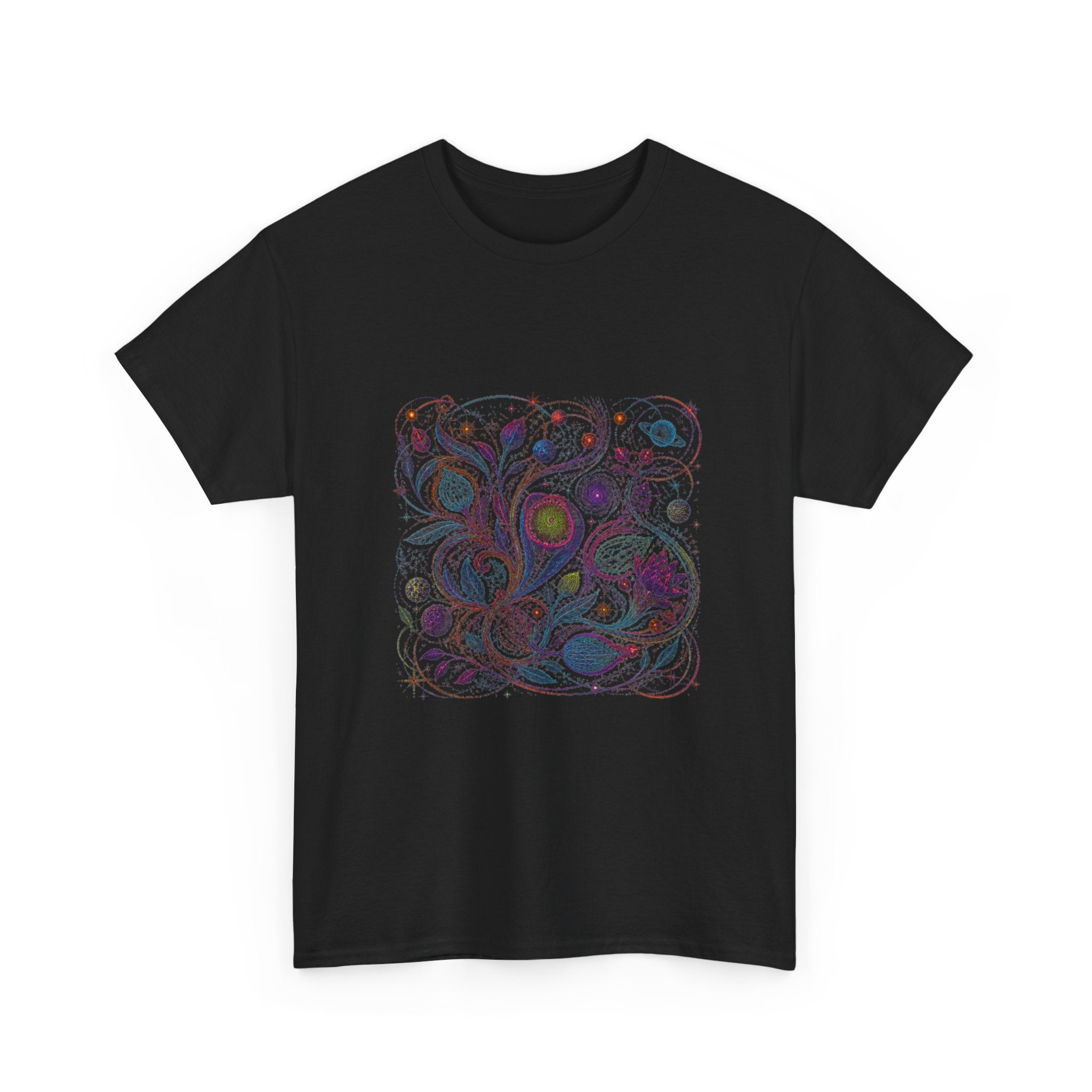 Astral Ink Tangle KOSVYRE graphic tee product mockup, detail view