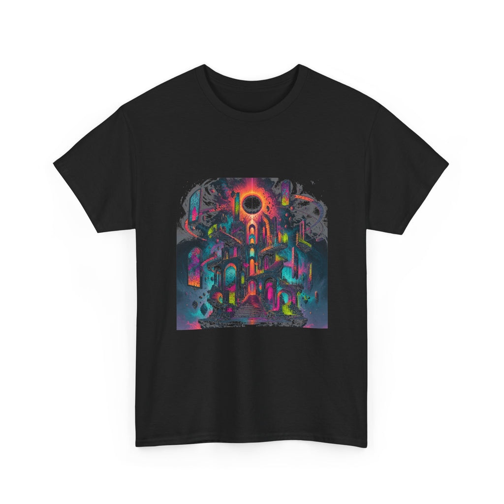 Orbiting Cathedral KOSVYRE graphic tee detail mockup