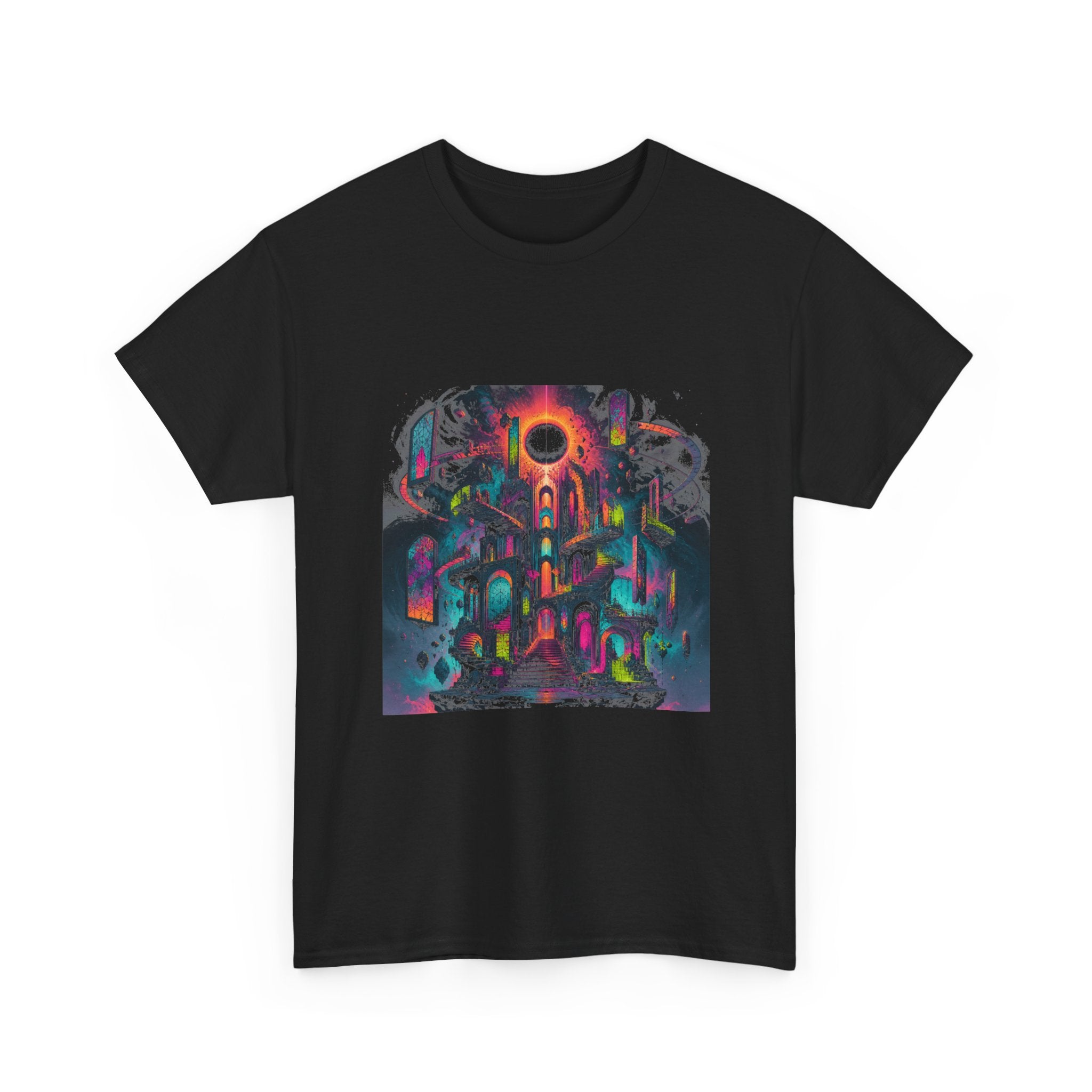 Orbiting Cathedral KOSVYRE graphic tee detail mockup
