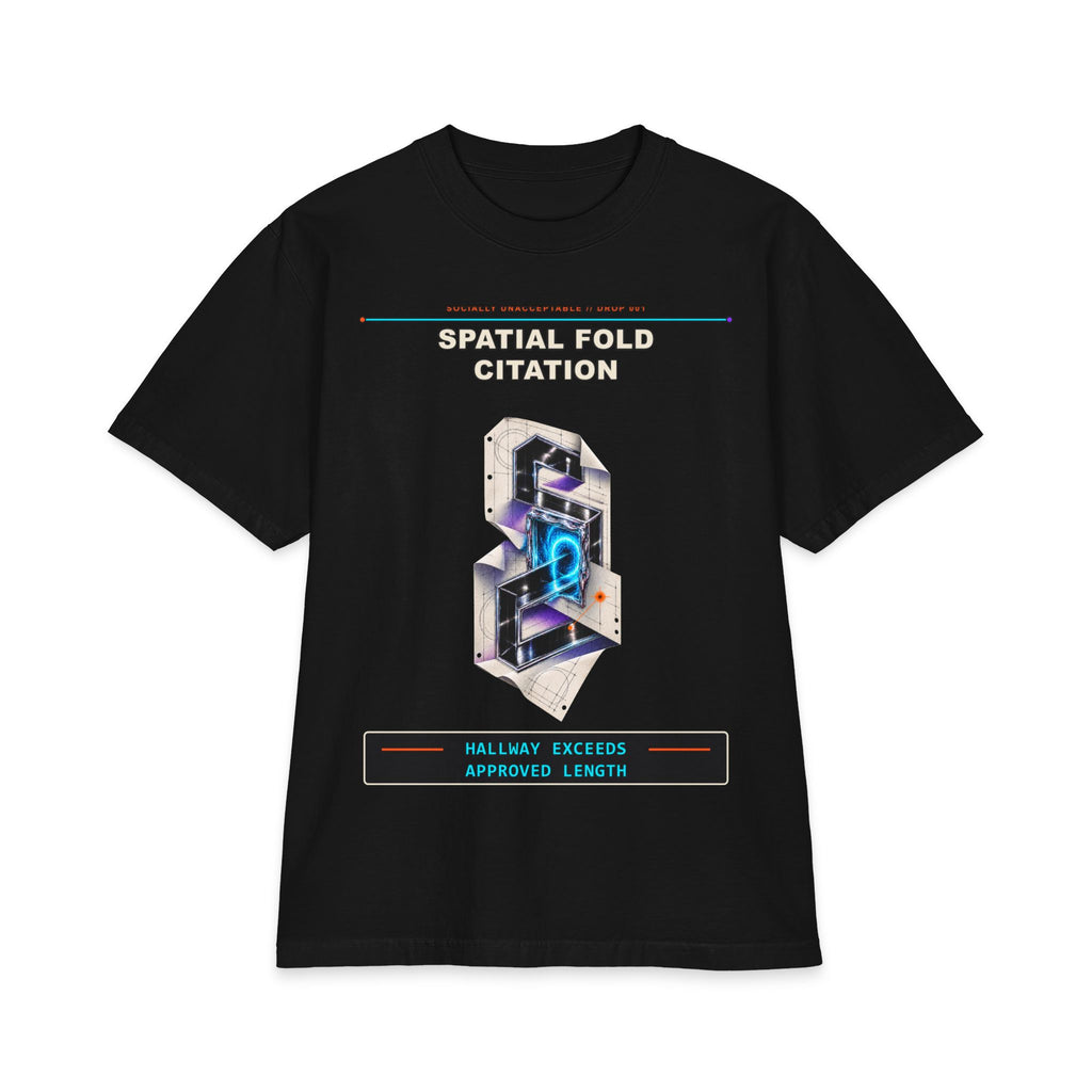 Spatial Fold Citation graphic tee by KOSVYRE in Black, front artwork view