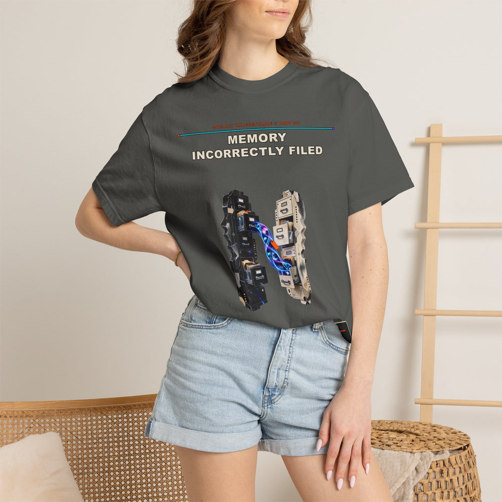 Memory Incorrectly Filed graphic tee by KOSVYRE in Pepper, other product view 2