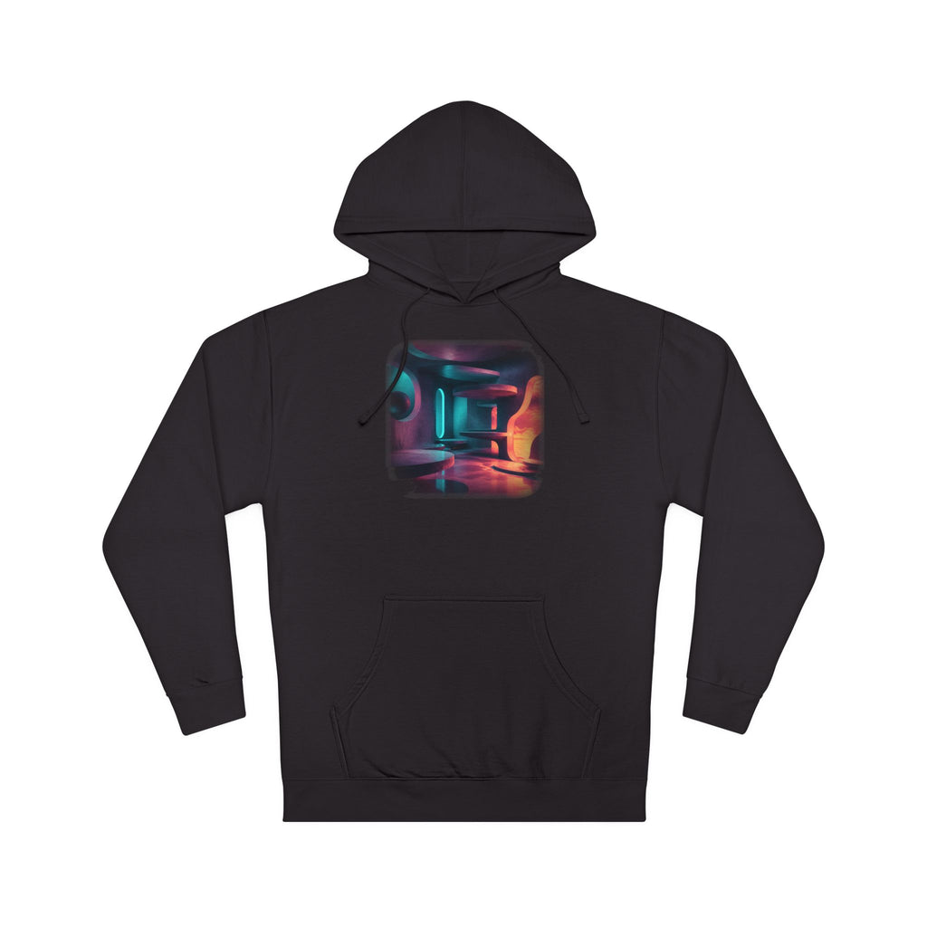 Hollow Signal Apartment original KOSVYRE design on a black hoodie, product gallery view 7