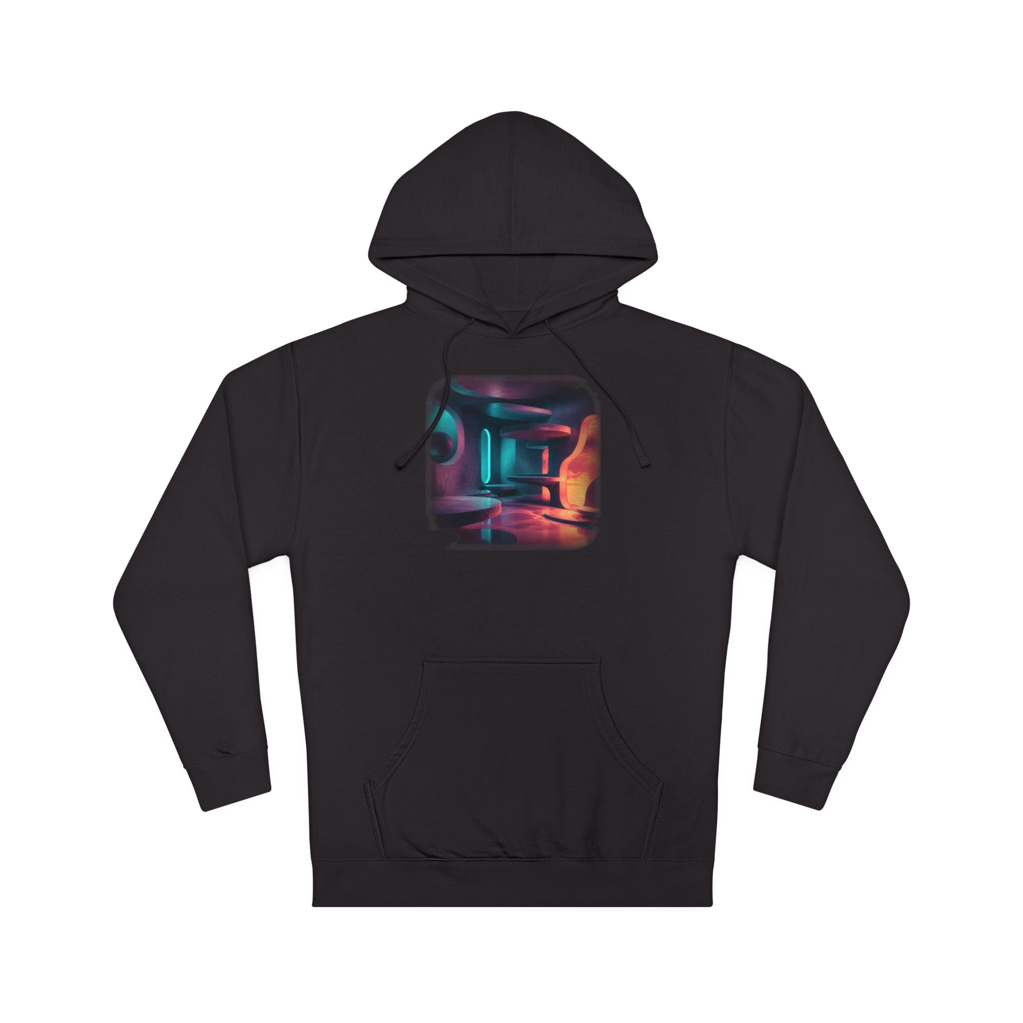 Hollow Signal Apartment original KOSVYRE design on a black hoodie, product gallery view 7