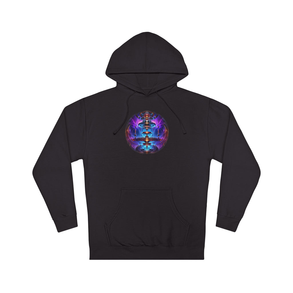 Magnetic Weather Engine original KOSVYRE design on a black hoodie, product gallery view 7