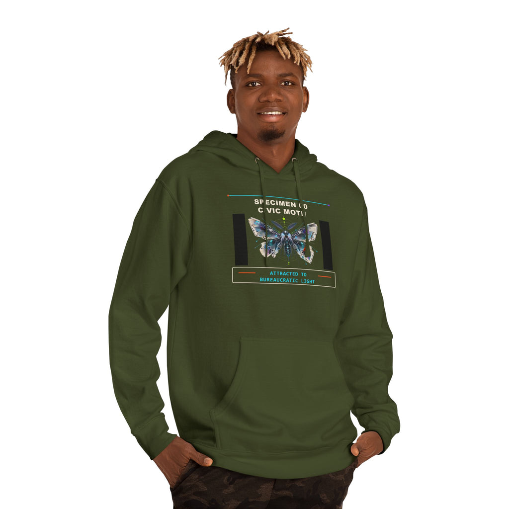 Specimen 00: Civic Moth graphic hoodie by KOSVYRE, additional product view 3