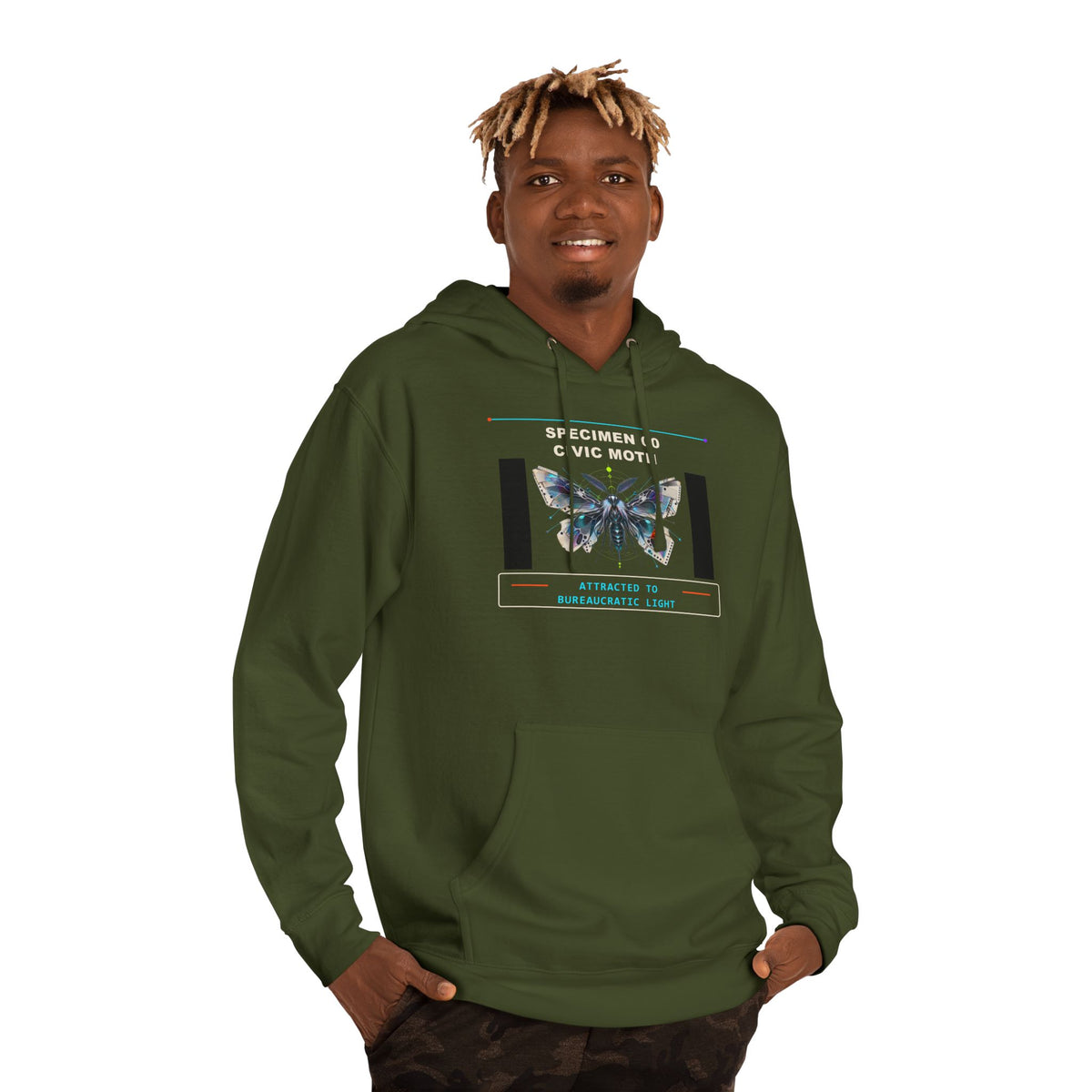 Specimen 00: Civic Moth graphic hoodie by KOSVYRE, additional product view 3