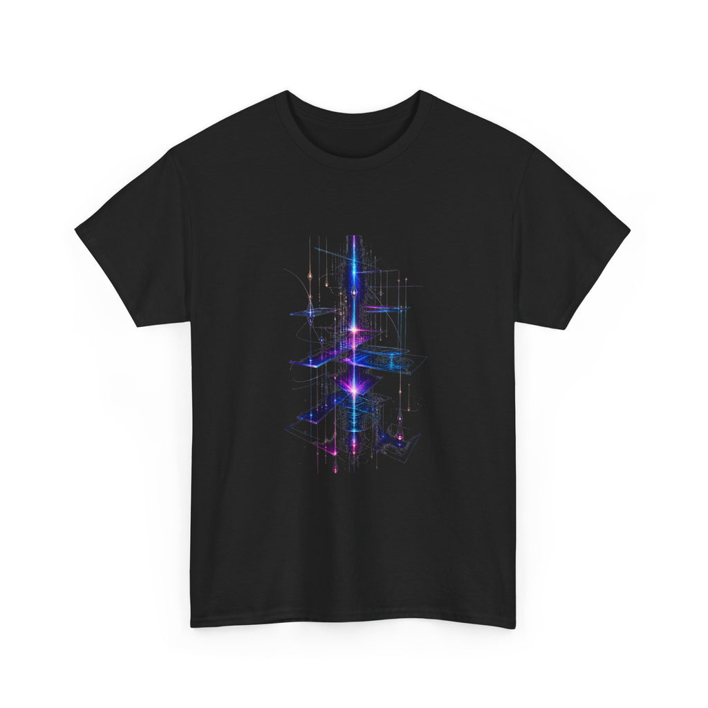 Glass Meridian Relay KOSVYRE graphic tee product mockup, alternate front view