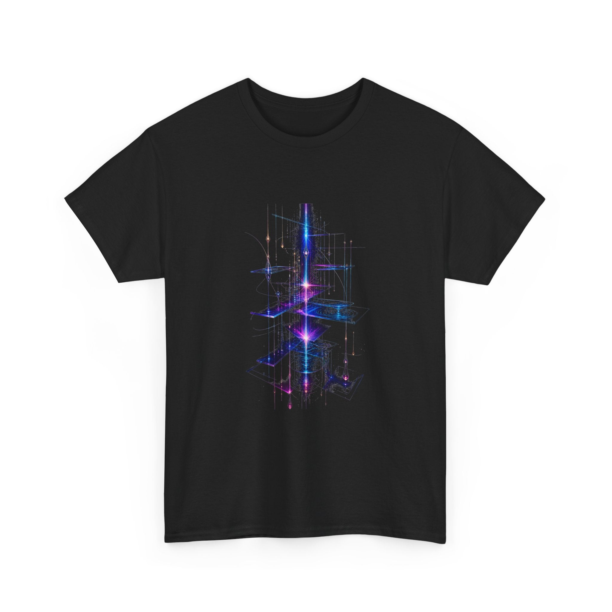 Glass Meridian Relay KOSVYRE graphic tee product mockup, alternate front view