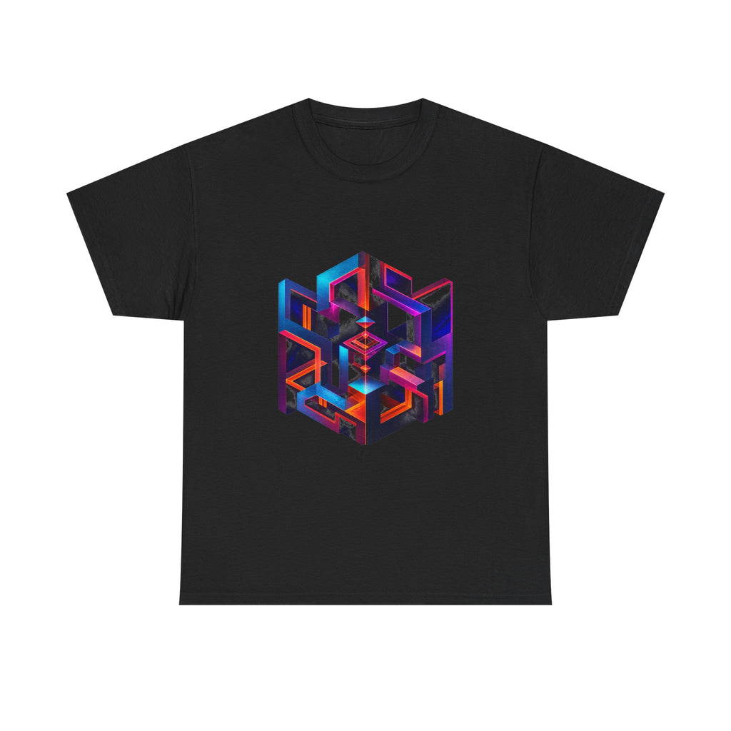 Negative Space Oracle KOSVYRE graphic tee product mockup, front view