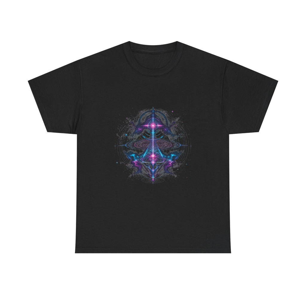 Chromatic Echo Field KOSVYRE graphic tee product mockup, front view