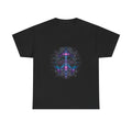 Chromatic Echo Field KOSVYRE graphic tee product mockup, front view