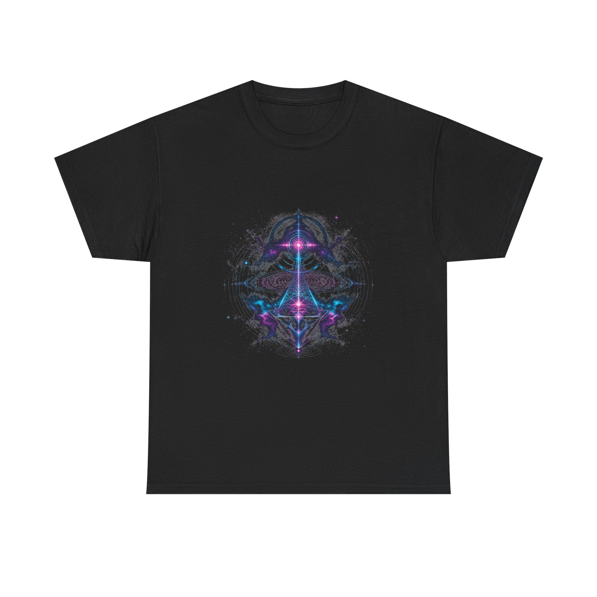 Chromatic Echo Field KOSVYRE graphic tee product mockup, front view